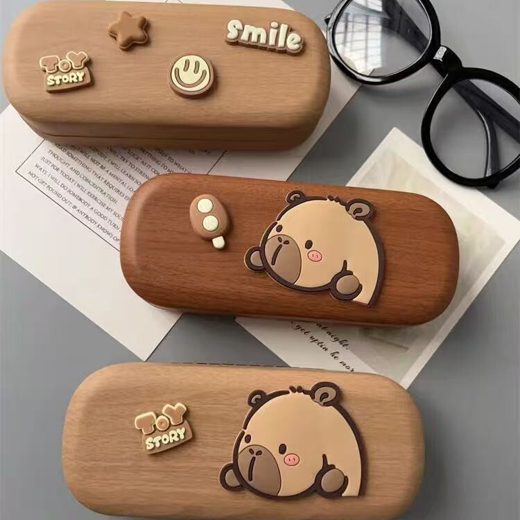 New Cartoon Pendant Large Frame Glasses Case High-End Simple Anti-Stress Metal Mirror Case Sunglasses Storage Box