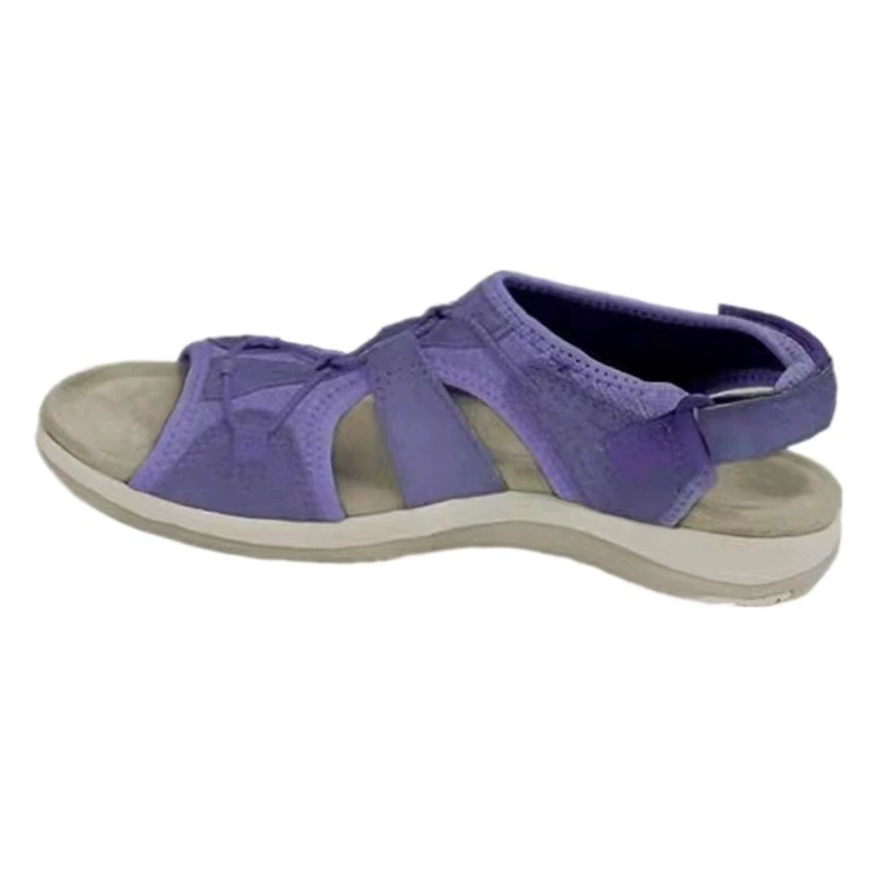 2021 новые римские клиновидные европейские и американские сандалии с круглым носком на липучке в стиле ретро больших размеров, пляжные однотонные сандалии для женщин