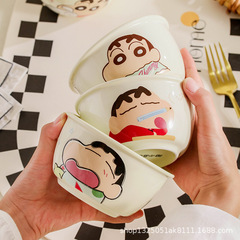 クレヨンしんちゃんコラボ　かわいい子供用米色シリーズ　高品質家庭用漫画風陶器食器ボウル