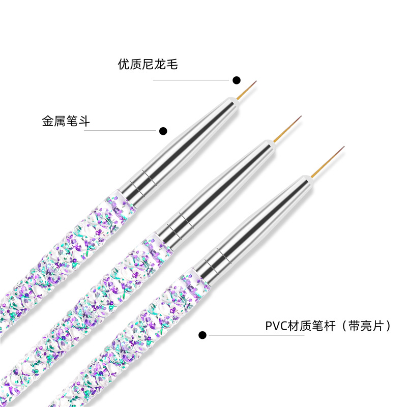 Cross-border especial de tres piezas sirena lentejuelas varilla dibujo pluma gancho pluma de dibujo pluma brillo cola de pescado pluma de uñas