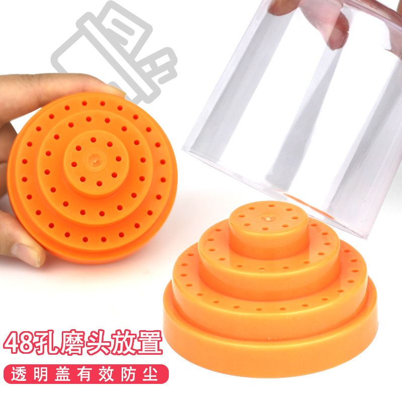 Caja de almacenamiento de cabeza de pulido de uñas 48 agujeros enchufe de cabeza de pulido de uñas estante de exhibición de lápiz multicolor