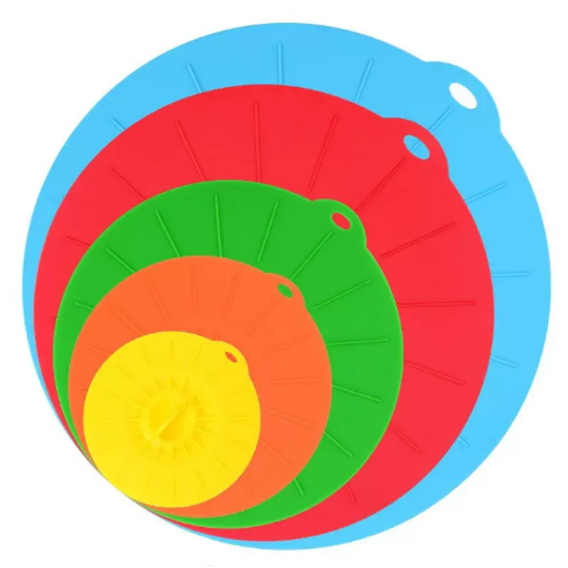 跨境专供硅胶锅盖保鲜食物密封盖杯碗盖冰箱防尘微波炉防溅五件套