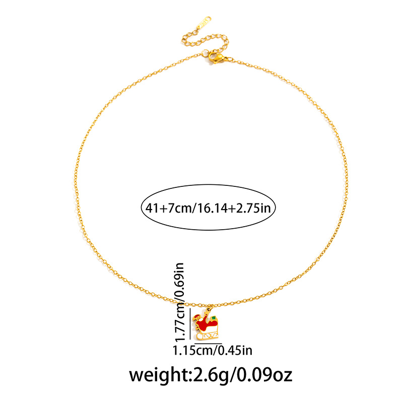 6g Weight 0.03µm Gold Plating Thickness Electroplated Gold Plating Process Golden Plated Plating Material 201 Stainless Steel Pendant Material Pendant Necklace Classification 201 Stainless Steel Chain Material cable chain Chain Type 1 Piece Quantity Holiday, Daily Occasion 201 Stainless Steel Material Santa Claus, Christmas Socks Pattern Women's Gender Cute Style Plating Craft Fashionable Stainless Steel Christmas Cartoon Deer Necklace Creative Design Lockbone Chain Luxury Style Titanium Jewelry For Women 16
