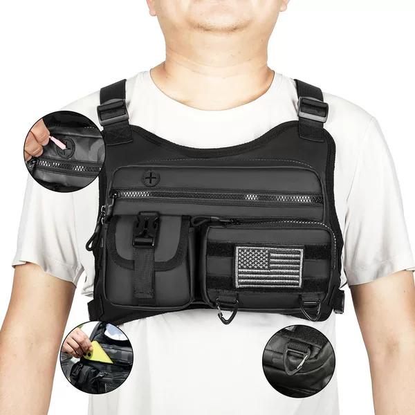 Trendy Brand Tactical Bag Functional Vest Bag Casual Personality Men's Bag Ins Vest Bag Men's Chest Bag Tooling Backpack