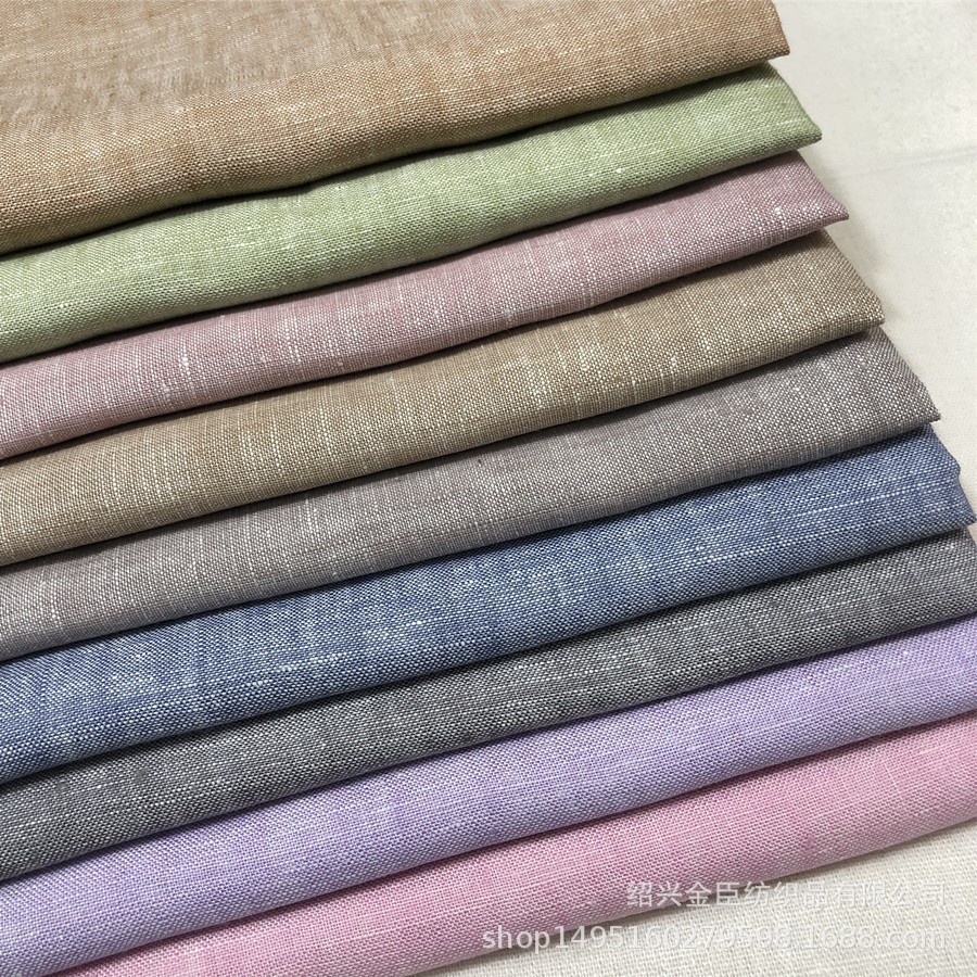 现货供应纯亚麻色织青年布 双色麻面料柔软垂感好 纯麻双色色织布