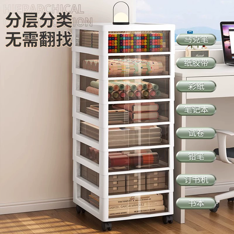 Mobile Drawer Storage Cart, Multi-Layer Rolling Cabinet, 2–8 Tier, Compact Desk Organizer