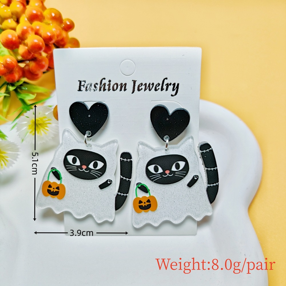 8g Weight 304 Stainless Steel Ear Needle Material Drop Earrings Classification 1 Pair Quantity Holiday, Daily Occasion Acrylic Material Halloween Festival Geometric, Pumpkin, Butterfly Pattern Women's Gender Casual, Simple Style Style 1 Pair Casual Simple Style Geometric Pumpkin Butterfly Arylic Drop Earrings 25