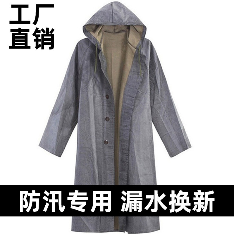 3520 Rubber Canvas Flood-Proof Thickened Overall Construction Site Durable 87-Style Long Traditional Raincoat for Heavy Rain Protection All-In-One