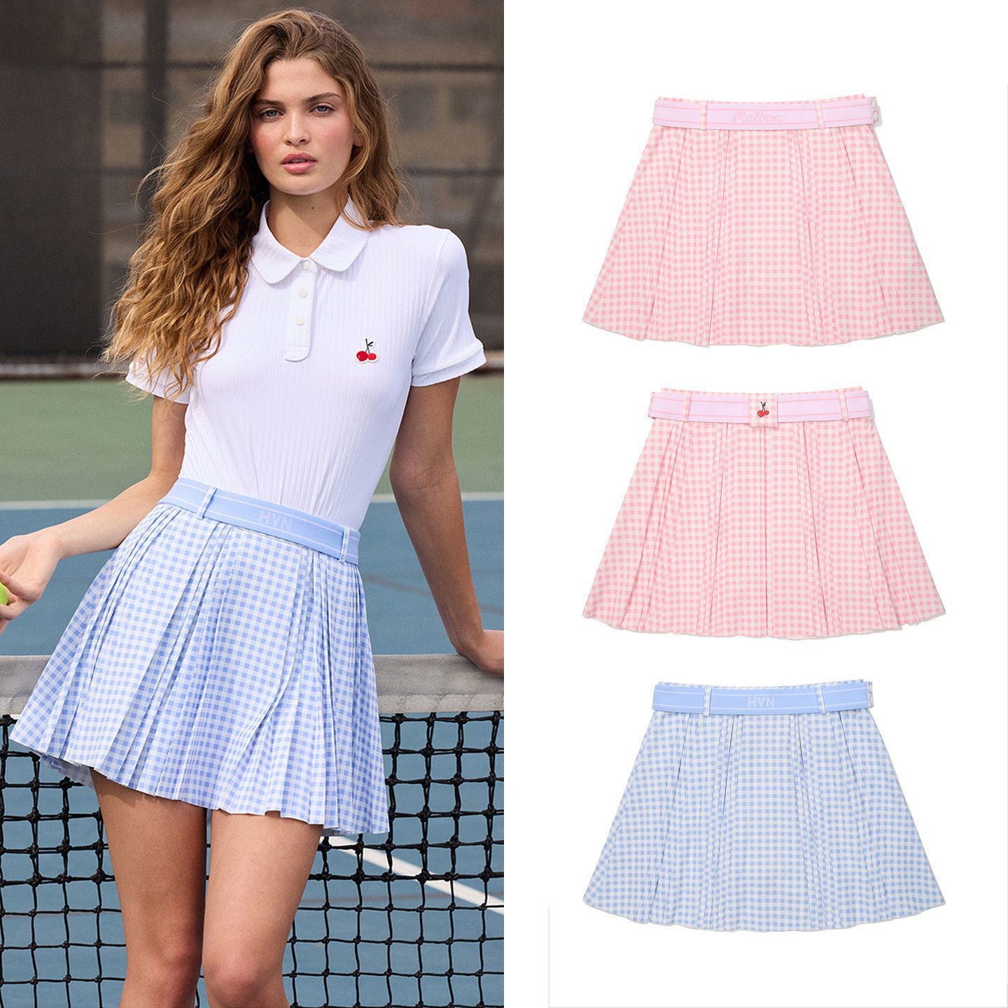 26 Summer Korean Women's Golf Plaid Skirt, Lightweight Breathable Fabric, Slim Fit, Slimming Sports Skirt
