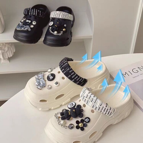 Women's Summer Outer Wearing Slip-Resistant, Versatile, Heeled, Loafers with Thick Platform and Rounded Toe Sandals