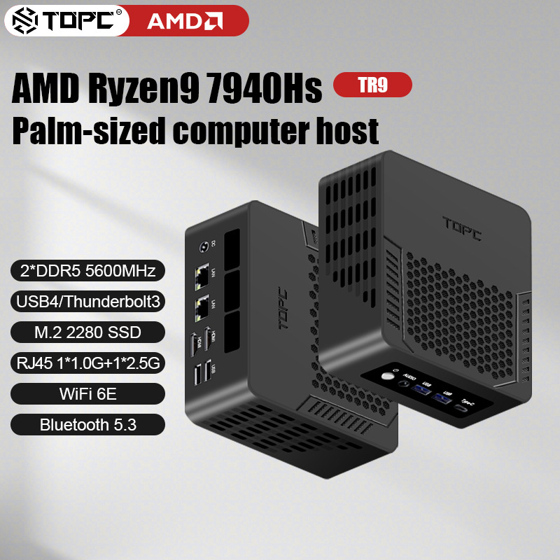 TOPC AMD R97940HS mini computadora USB4 puerto de red dual DDR5 mini computadora host