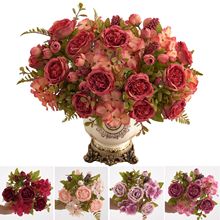 7头欧式苞芯牡丹 复古仿真花束 家居婚庆装饰假花批发绢花绣球花