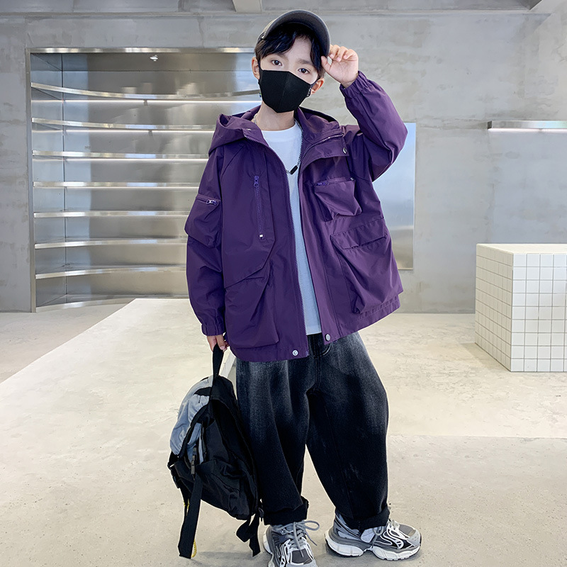 소년 가을 코트 2024 새로운 봄과 가을 소년 중대형 어린이 가을 드레스 어린이 패션을위한 멋진 자켓