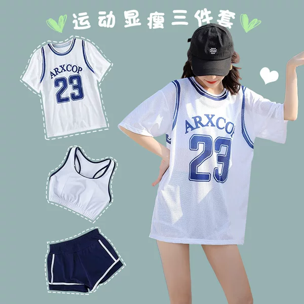 Split swimsuit female Korean sports three-piece summer explosions Conservative belly-covering students conservative hot spring swimwear wholesale