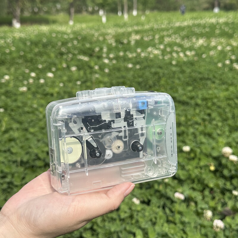 Cross-border hot-selling transparent tape player Walkman headset portable radio cassette English listening player