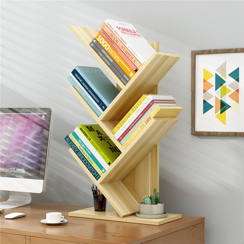 Desktop tree-shaped bookshelf multi-layer simple floor fishbone small book cabinet student bedroom storage rack