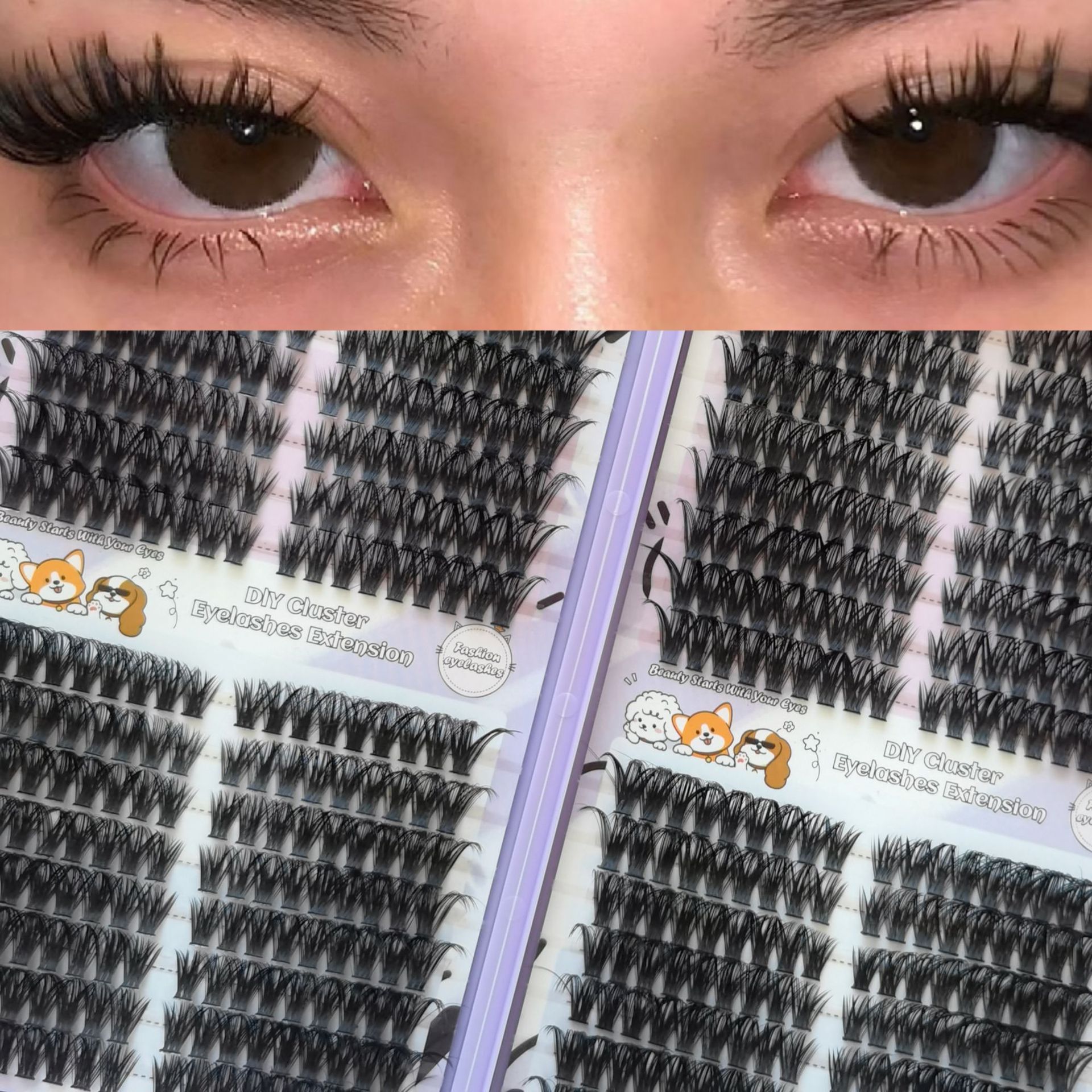 Las pestañas falsas transfronterizas sin pegamento de gran capacidad europeas y americanas pestañas falsas densas segmentación estilo cómico sin pegamento pestañas falsas