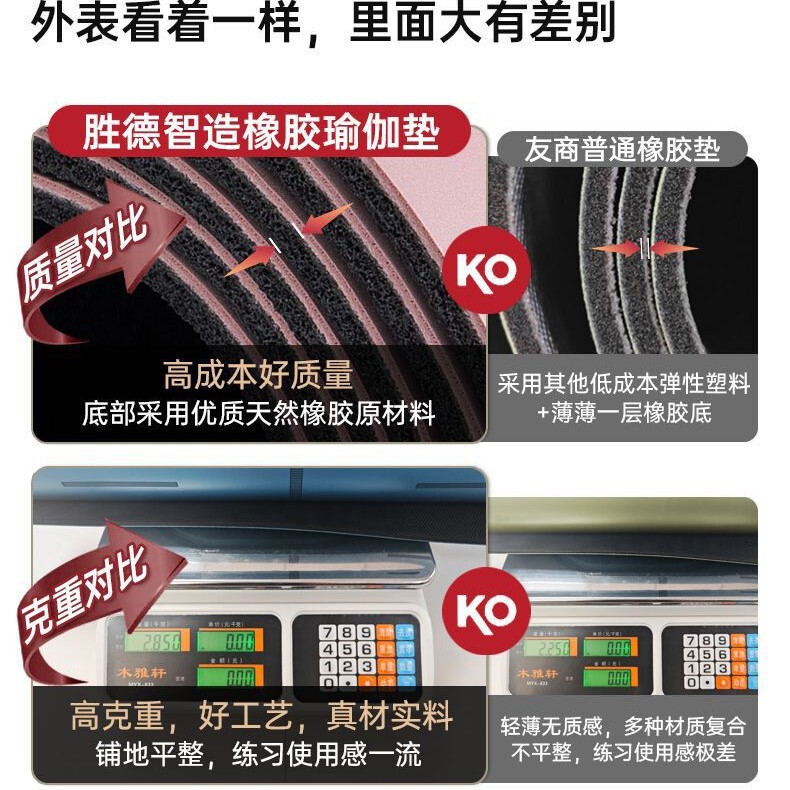 プロ仕様のヨガマット 天然ゴム+PU製 滑り止め加工 静音 ポータブル 超薄型ヨガマット|undefined