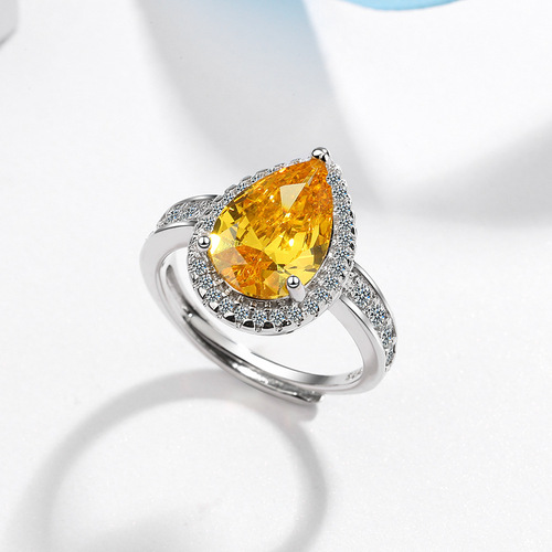 S925 Silver Open Mouth Ring for Women, Unique Design, Simple Style, Diamond Cuff Ring