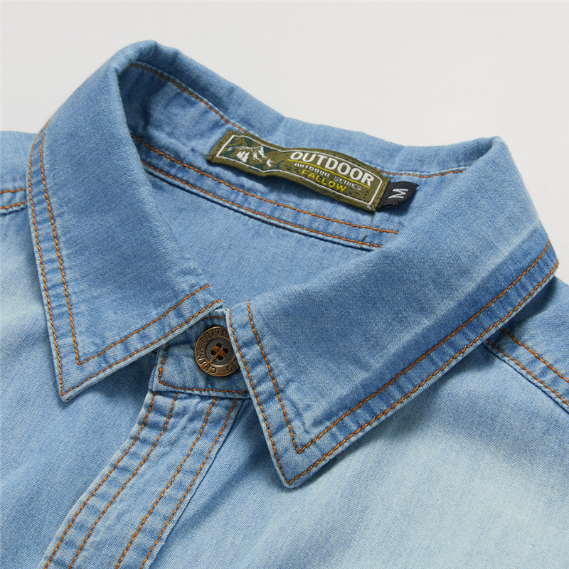 Spring Denim Workwear Long Sleeve Cross-Border European And American Washed Autumn Men's SHIRT Shirt_voghion.com