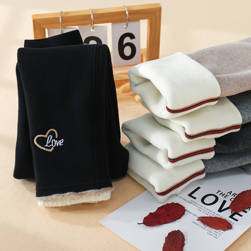 2023 년 겨울 새 소녀의 기모 두꺼운 레깅스 어린이 원피스 벨벳 아우터 바지  바지