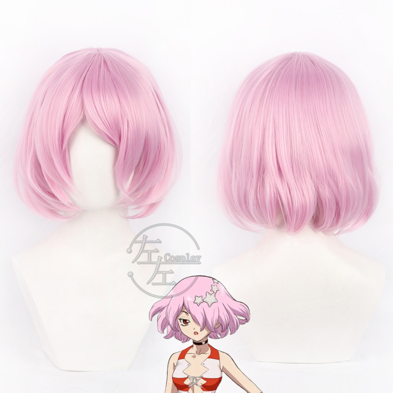 Zuo Zuo Stone Age Luna Cosplay Wig Pink Scalp-Top Short Hair Requires Styling