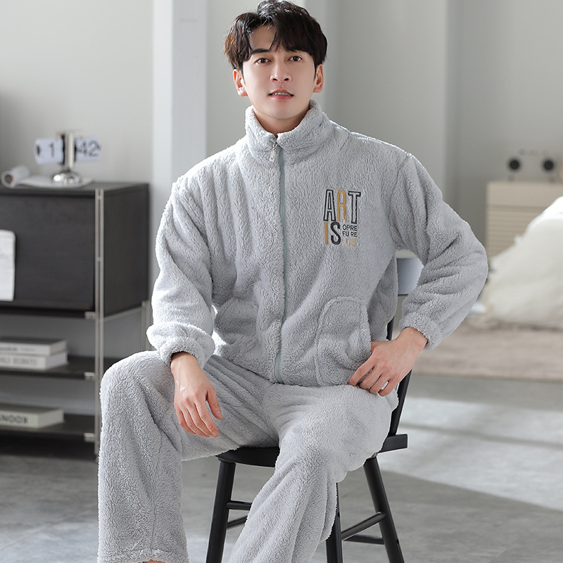 Pijama de hombre otoño 2024 nuevo hombre otoño invierno de alta sensación de coral felpa hombre felpa gruesa ropa para el hogar