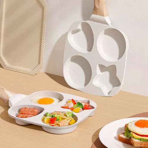Mafanstone Burger Pan Household Breakfast Pan Steak Pan Mini Egg Pancake Pan Four-Hole Egg Pan Small Skillet
