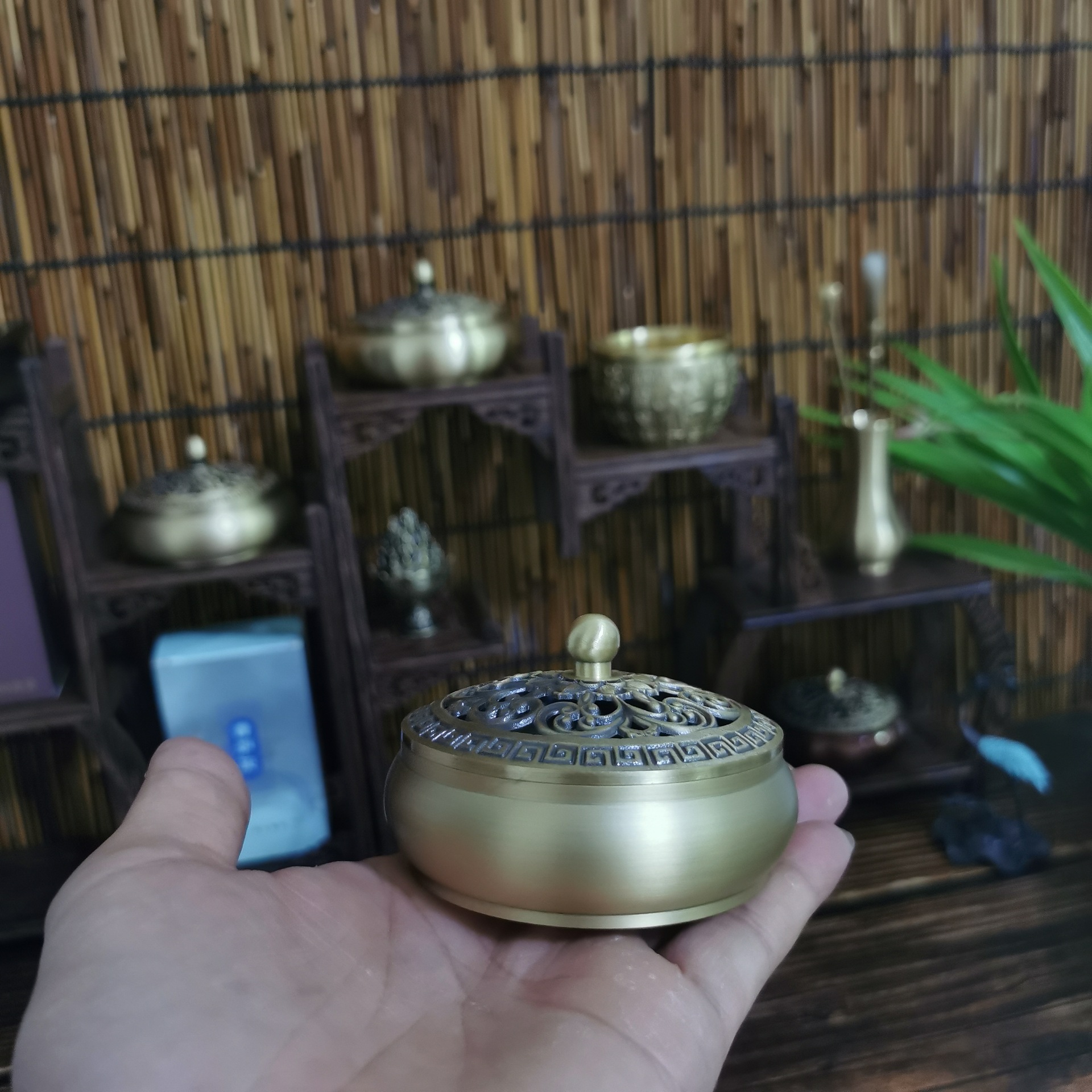 260g 용과 봉황 뚜껑 평평한 바닥 구리로 구경 7cm