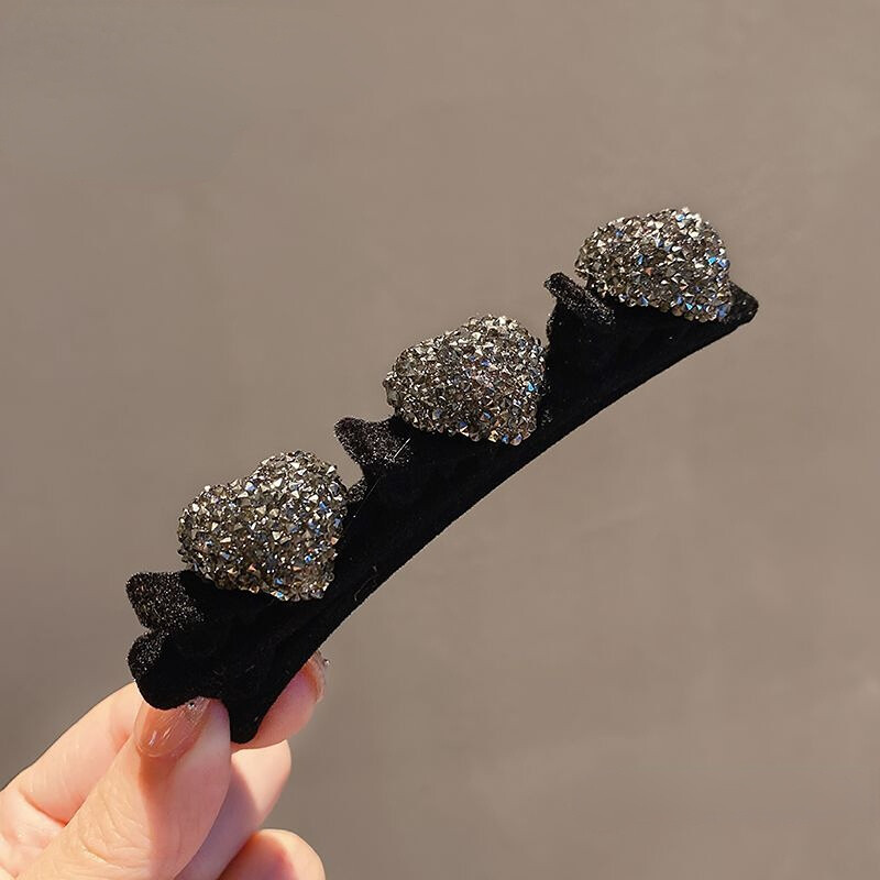 Niños de Año Nuevo acabado de cabello roto artefacto de otoño y invierno flocado rojo amor trenzado clip de cabello para mujeres flanqueado clip