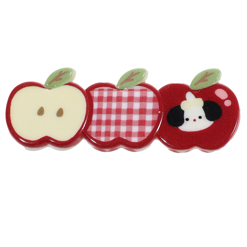 Hermosos clipes de cabello de manzana de dibujos animados Otoño Invierno Corazón de la niña clip de boca de pato clip de cabello frangeo clip de borde lateral clip de cabello adornamiento