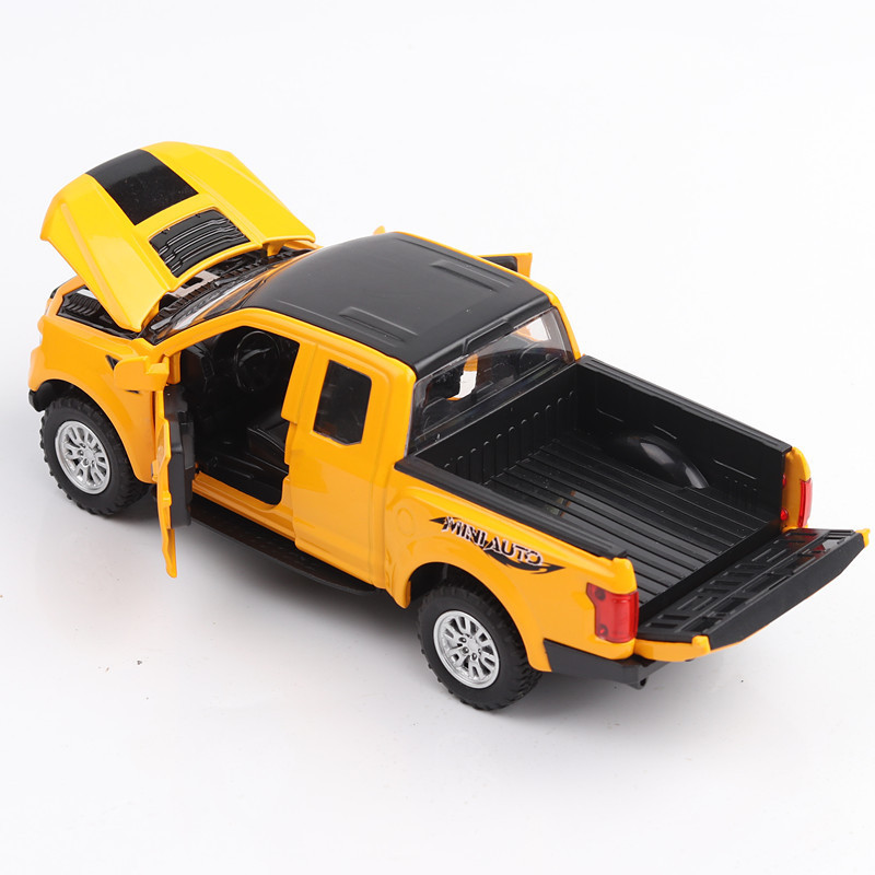 (Boxed) simulation 1: 32 yuan small wheel Raptor alloy off-road vehicle model ornaments with sound and light toys