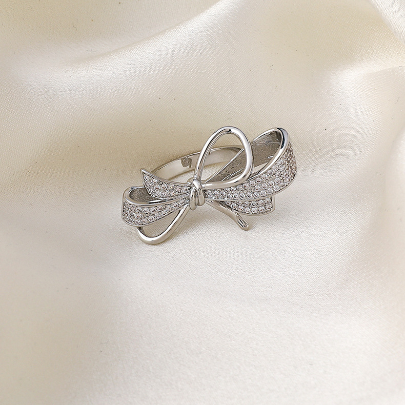 Fashion Micro-inlaid Zircon Bow Open Ring display picture 4