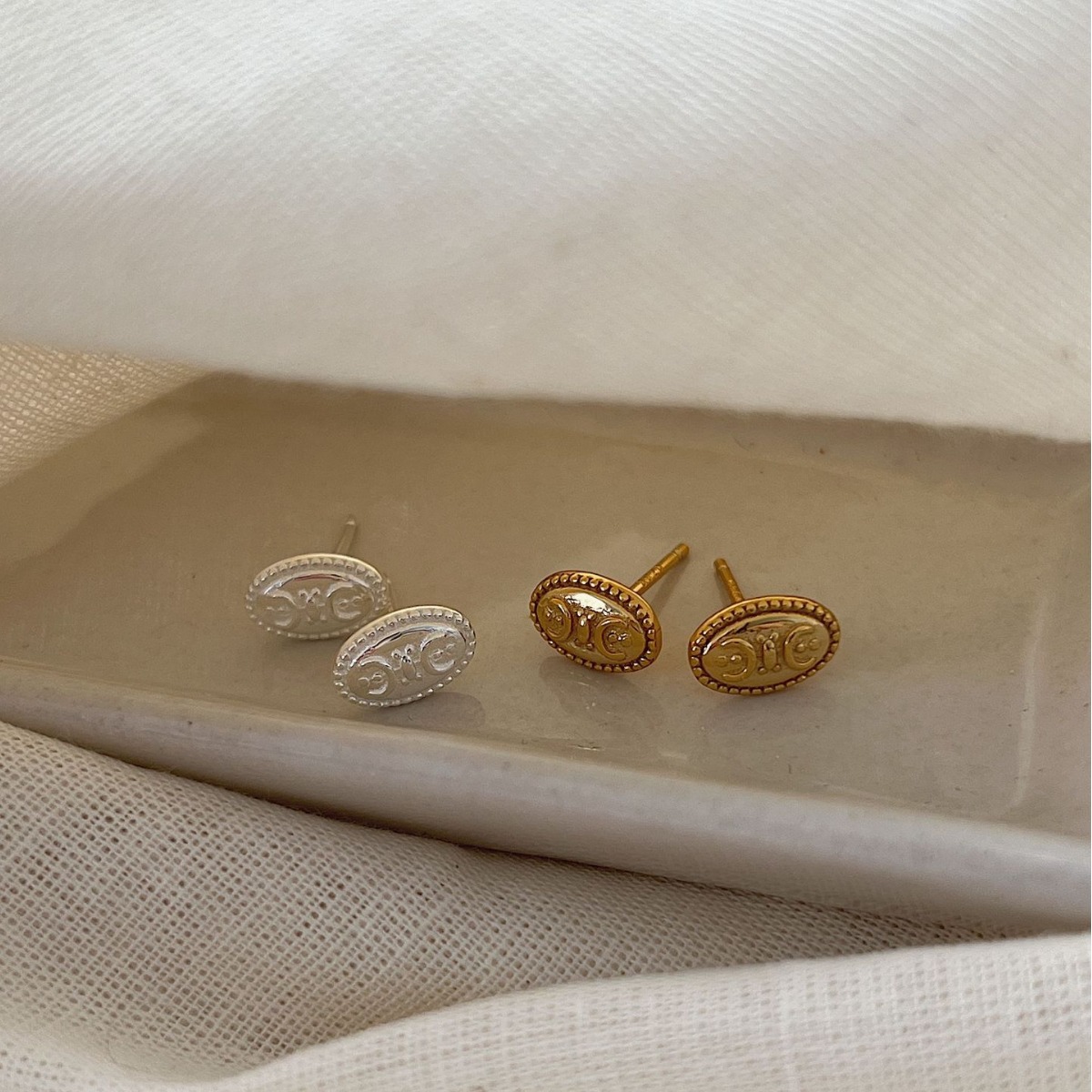 韓國925純銀紐扣耳釘女輕奢小眾銀飾耳飾夏日免摘睡覺養耳洞耳釘