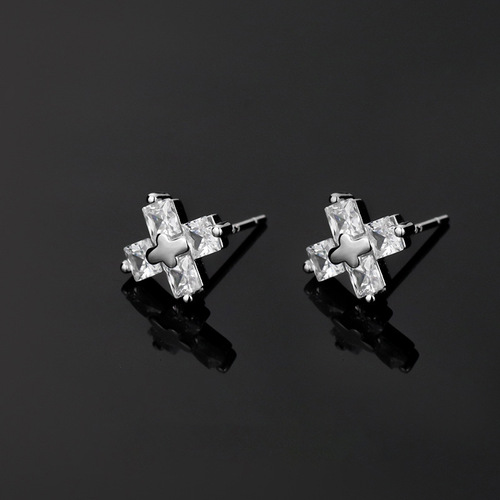 Manufacturer wholesale cross-border zirconia simple earrings for men trendy niche simple versatile light luxury personalized punk cool boy earrings