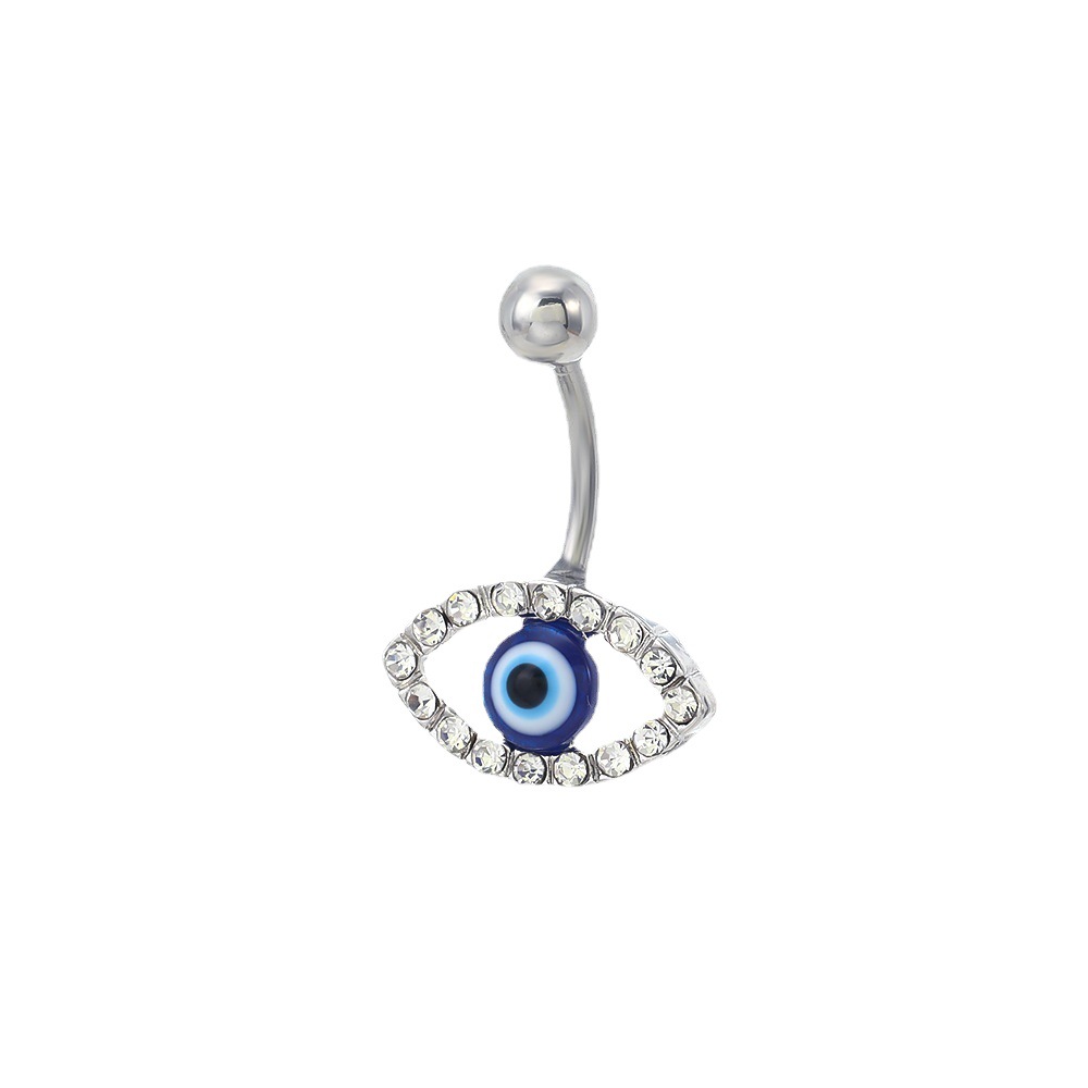 Ojo del diablo de acero inoxidable ombligo uñas estilo étnico europeo y americano popular diamante incrustado punción joyería femenina fábrica en stock al por mayor