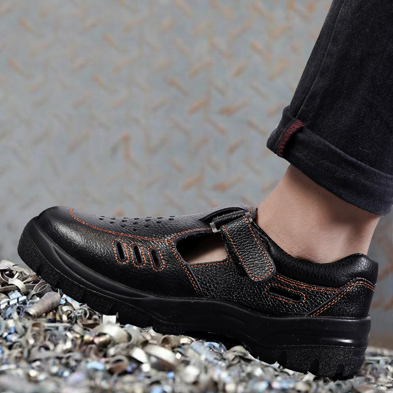真皮透气劳保凉鞋男夏款 轻便舒适绝缘安全鞋 抗压防砸劳保鞋