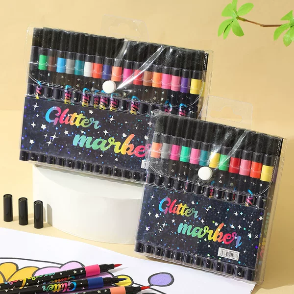 Best-selling acrylic glitter markers, student art brushes, pearlescent journal markers, custom glitter pens