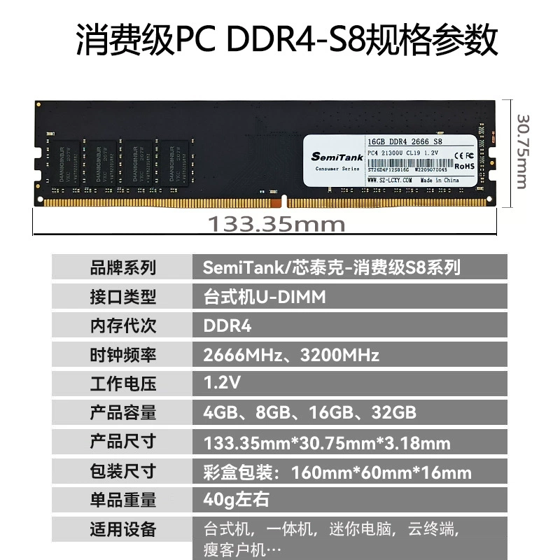RAM для ноутбуков и настольных ПК (SemiTank) DDR3/DDR4/DDR5, 2–32 ГБ, 1600–5600 МГц, для ноутбука и десктопа