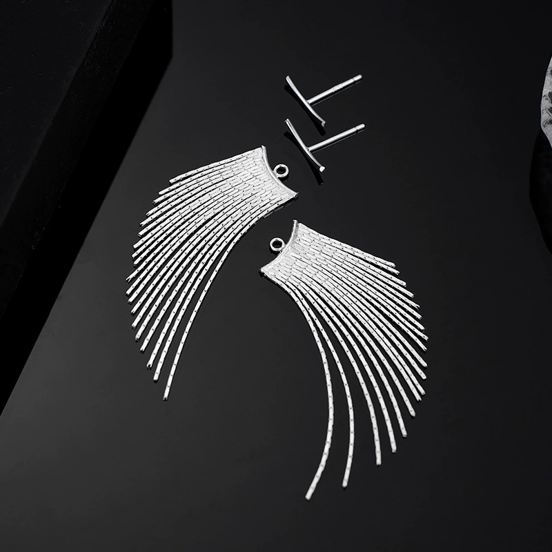 Long small design earrings, silver 925 sample, light luxury style