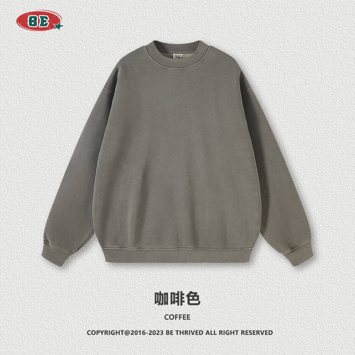 BE ropa de hombre | Sudadera de terciopelo lavado de otoño e invierno 2025 con cuello medio para hombre, sudadera de marca coreana de moda para mujer.