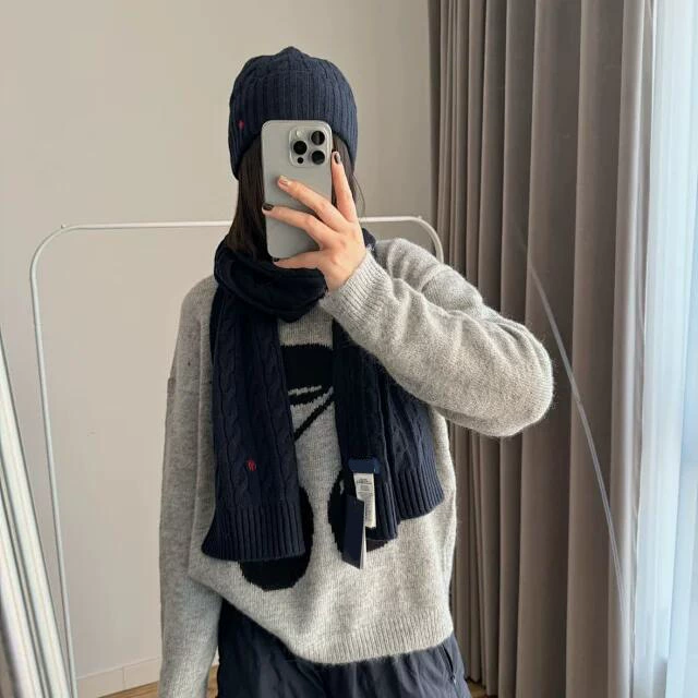 RL пони со знаками твихи теплая и холодостойкая дикая пара пуловера холодная шляпа трансграничная вышивка осень-зима POLO трикотажная шляпа