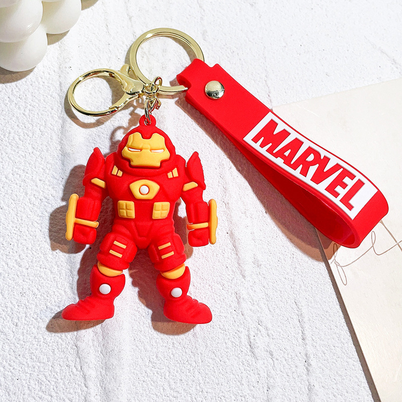 漫画スーパーヒーロー人形ストラップキーチェーンアイアンマン人形シンプルなキーホルダーかわいいペンダント卸売り|undefined