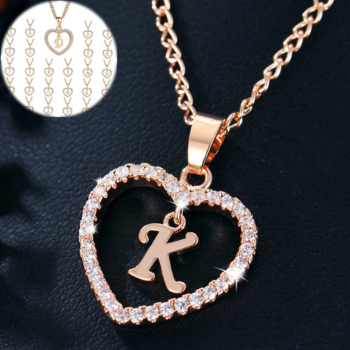 Europe and the United States 26 letters necklace zircon love pendant necklace jewelry  wholesale