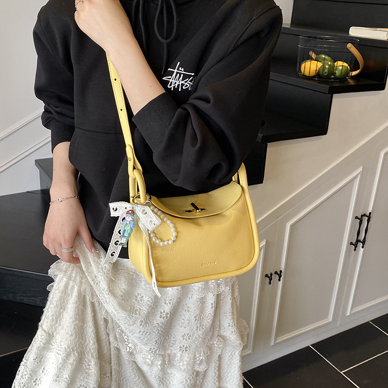 Bolso de brindis de diseño de nicho para mujer 2025 nuevo bolso de mano con patrón de lichi coreano, bolso de almohada de mensajero de un solo hombro