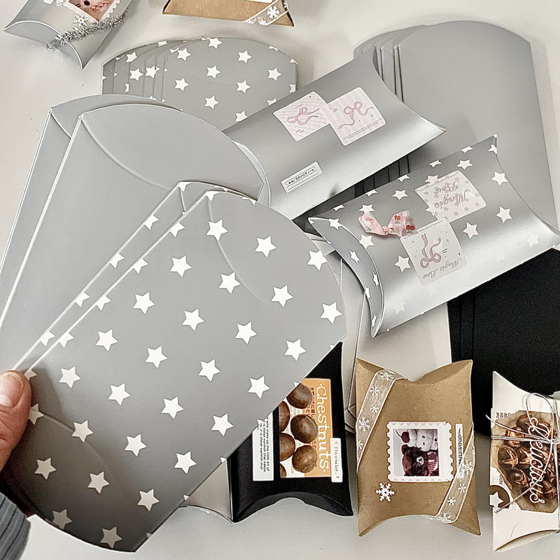 High-Quality Silver Star Pillow Gift Packaging Kraft Paper Card-Making Journal Gift Packaging DIY Premium