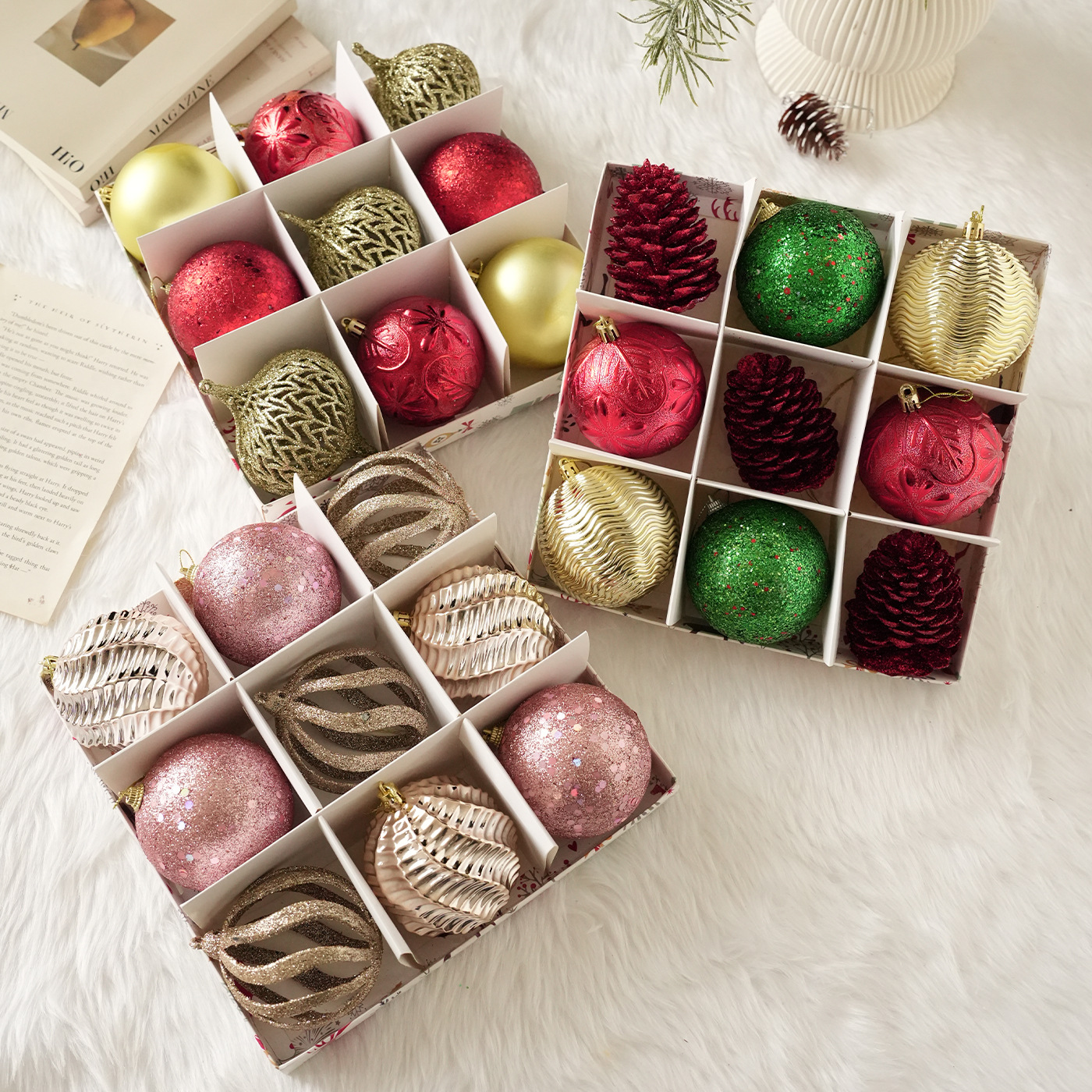 Nuevos productos transfronterizos paquetes de colgantes de bolas de Navidad en caja decoración de árboles de Navidad decoración de atmósfera de vacaciones decoración de colgantes en stock