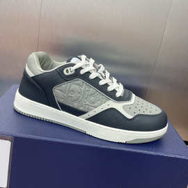 2025秋款磨砂皮网面透气男鞋系带圆头拼接防滑耐磨运动休闲鞋男