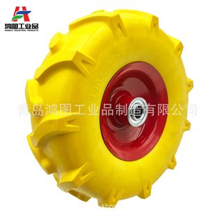 3.50-4 Micro Tiller Agricultural Machinery Wheel Iron Hub Polyurethane Herringbone Pattern 10inch Pu Foam Solid Tire