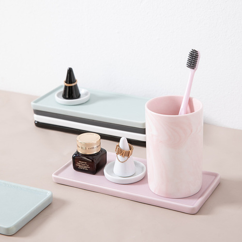 Ceramic tray jewelry tray rectangular tray mouthwash cup tray bathroom toilet storage tray cake tray sushi tray